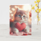 Carte de Saint-Valentin pour chaton mignon vierge (Fleur jaune)