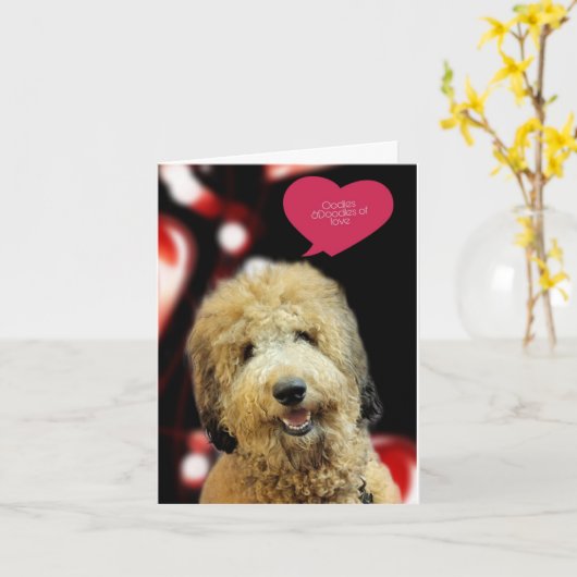 Carte de Saint-Valentin pour chien Doodle précieux (Fleur jaune)