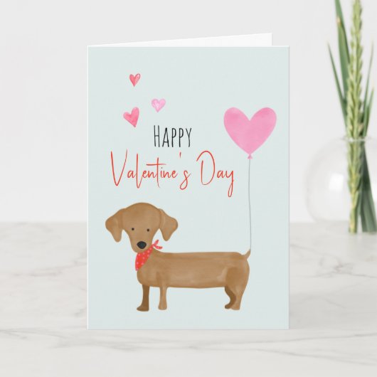Carte de Saint-Valentin pour chien teckel aquarell (Devant)