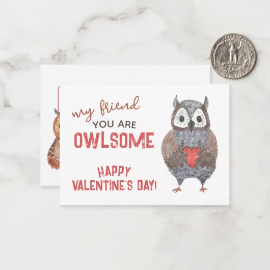 Carte de Saint-Valentin pour chou d'aquarelle (Devant/Arrière en situation)