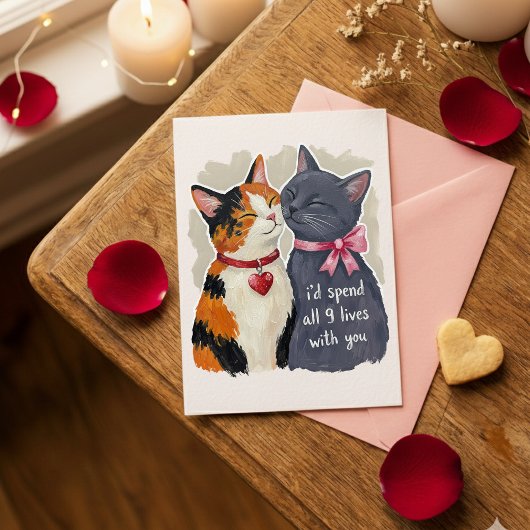 Carte de Saint Valentin pour couple avec un chat m