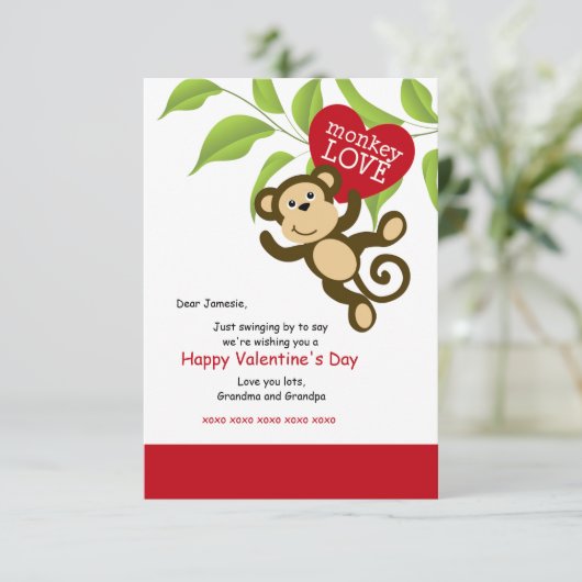 Carte de Saint Valentin pour l'amour du singe (Debout devant)