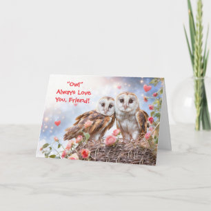 Carte de Saint-Valentin pour un ami avec des hibou