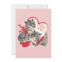 Carte de Saint-Valentin Rétro Vintage Chat