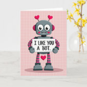 Carte de Saint-Valentin Robot Je T'aime Un Bot (Fleur jaune)