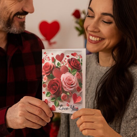 Carte de Saint-Valentin romantique à la rose rouge