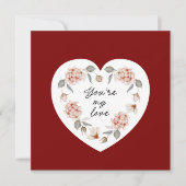 Carte de Saint-Valentin romantique avec cœur flora (Devant)