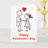 Carte de Saint Valentin romantique Cute Couple (Fleur jaune)