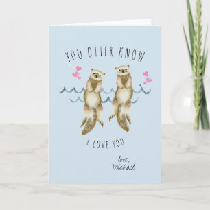 Carte de Saint-Valentin romantique Otter Love