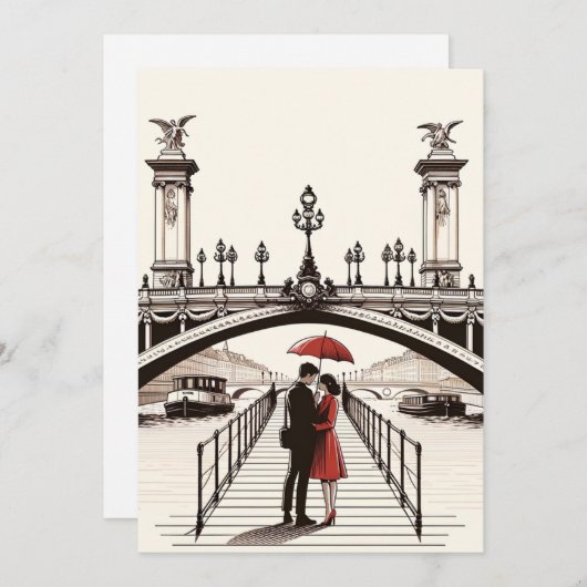 Carte de Saint-Valentin romantique parisienne - Cé (Devant / Derrière)
