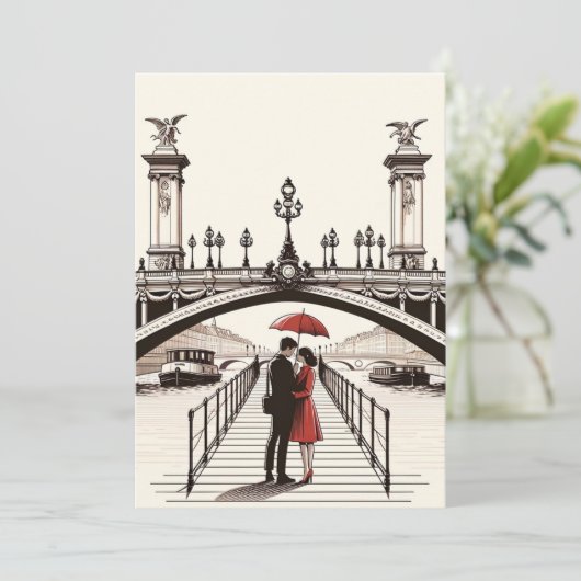 Carte de Saint-Valentin romantique parisienne - Cé (Debout devant)