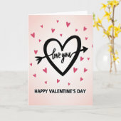 Carte de Saint-Valentin rose joyeuse (Fleur jaune)
