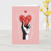 Carte de Saint-Valentin rose pour l'être aimé (Fleur jaune)