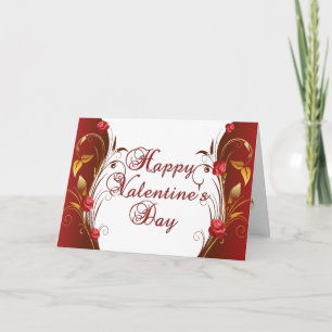 Carte de Saint-Valentin Rose rouge et or