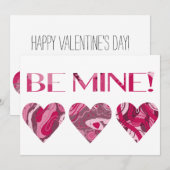 Carte de Saint-Valentin rose rouge peinte en spira (Devant / Derrière)