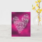 Carte de Saint-Valentin rose vif avec lettrage coe (Fleur jaune)
