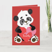 Carte de Saint-Valentin Rouge sucré avec Panda Des (Devant)