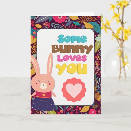 Carte de Saint-Valentin Some Bunny vous aime (Fleur jaune)