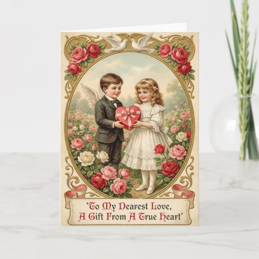 Carte de Saint-Valentin Vintage Ange Amour (Devant)