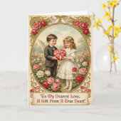 Carte de Saint-Valentin Vintage Ange Amour (Fleur jaune)