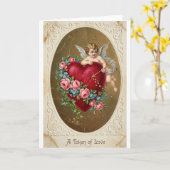 Carte de Saint-Valentin vintage Cupid Love (Fleur jaune)