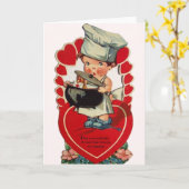 Carte de Saint-Valentin vintage Little Chef (Fleur jaune)