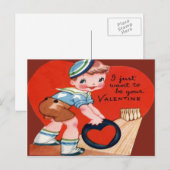 Carte de Saint-Valentin Vintage Retro Bowling (Devant / Derrière)