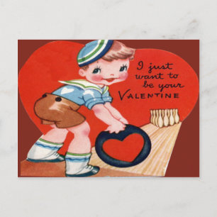 Carte de Saint-Valentin Vintage Retro Bowling