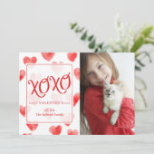 Carte de Saint Valentin XOXO Watercolor Hearts (Debout devant)