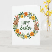 Carte de saison de couronne de printemps heureuse (Fleur jaune)