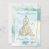 Carte de saison en marbre bleu Noël (Devant)