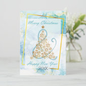 Carte de saison en marbre bleu Noël (Debout devant)