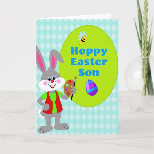 Carte de saison joyeuse de l'artiste lapin (Devant)
