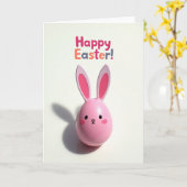 Carte de saison Lapin Rose Heureux (Fleur jaune)