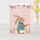 Carte de saison printanière de lapin floral (Fleur jaune)