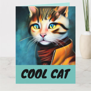 CARTE DE SALUT cool CAT ART ANNIVERSAIRE