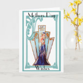 CARTE DE SALUT DE LA JOURNÉE ART DÉCO MÈRES (Fleur jaune)