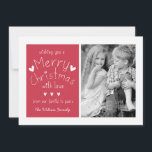 CARTE DE SALUT DE VACANCES EN PHOTO DOUCE | ROUGE<br><div class="desc">COEUR DOUCE PHOTO VACANCES ACCUEILLANT CARTE PLAT EN ROUGE. ELKE CLARKE© VOUS SOUHAITE UN JOLI NOËL AVEC AMOUR DE NOTRE FAMILLE À VOTRE. AJOUTEZ VOS PHOTOS À L'AVANT ET AU RETOUR DE LA CARTE AINSI QUE VOTRE MESSAGE DE VACANCES PERSONNALISÉ. POUR LES AUTRES COULEURS CONTACTEZ STORE DESIGNER.</div>