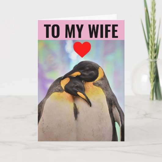 CARTE DE SALUT ROMANTIQUE PENGUIN ANNIVERSAIRE FEM (Devant)