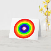 Carte de salutation arc-en-ciel ronde des lesbienn (Fleur jaune)