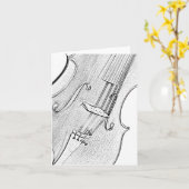 Carte de salutation ou de note de dessin de violon (Fleur jaune)