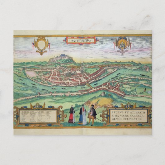 Carte de Salzbourg, de 'Civitates Orbis Terrarum'  (Devant)