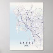 Carte de San Diego Imprimée Affiche Décoration Mur (Devant)