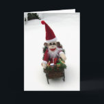 Carte de Santa Christmas<br><div class="desc">Ernie the Sock Monkey Looks. Est-ce que tu pourrais vraiment être Santa with his sleigh and toys ? Hmmm.. Please visit Ernie the Sock Monkey at www.ErnieTheSockMonkey.com www.facebook.com/ErnieTheSockMonkeysAdventures www.zazzle.com/ErnieTheSockMonkey*</div>