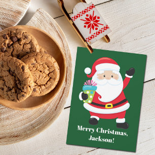 Carte De Santa Green Noël personnalisé pour enfants