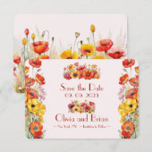 Carte de sauvegarde à date coquelicots (Devant / Derrière)