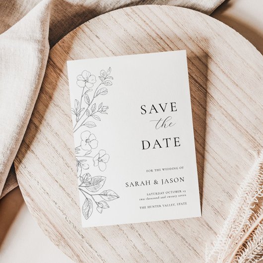 Carte de sauvegarde à date de mariage à plat flora