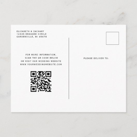 Carte de sauvegarde à date de mariage QR Code Agat (Dos)