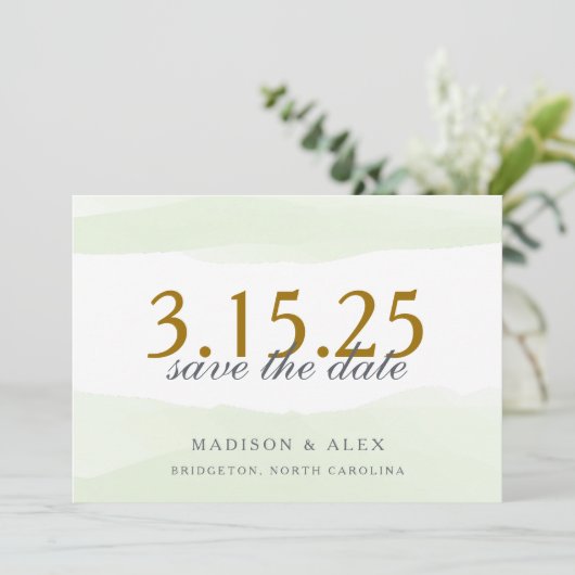 Carte de sauvegarde à l'aquarelle verte menthe (Debout devant)