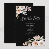 Carte de sauvegarde à plat floral rose pâle (Devant / Derrière)